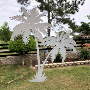 Palm Tree - Decorative Window Cling Vinyl “Etched” Glass Decal – 8” x 12”. Objects are Opaque – Background is Clear