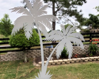 Adesivo per finestra in vinile con palma, adesivo per vetro "inciso" - 8" x 12". Gli oggetti sono opachi, lo sfondo è trasparente.