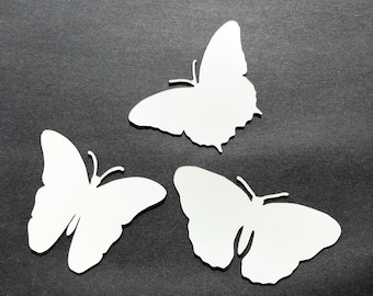 Três Ímãs de Tela com Borboletas Flexíveis e Dupla Face. Branco Brilhante - Mais Visíveis de Dia e de Noite. Decorativos. Tamanho Médio: 12,7 cm x 7,6 cm.