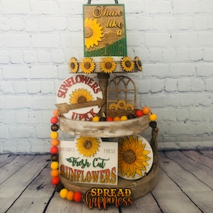 Sunflower Tiered Tray Decor