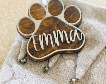 Personalized Paw Print Stocking Tag -  Dog and Cat Christmas Stocking Tags