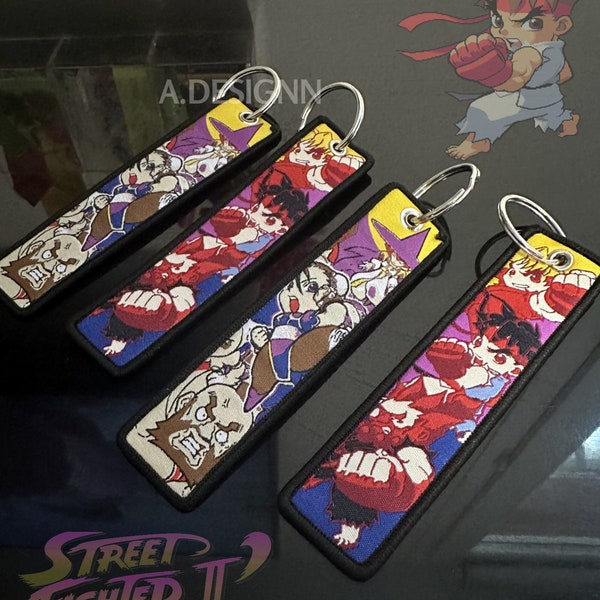 Porte-clés Street Fighter en Tissus, Brodé Retro année 90 SF2 Vintage