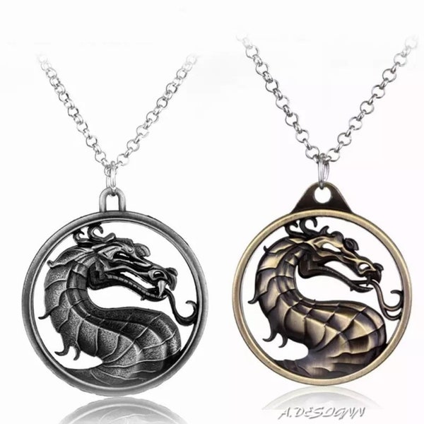 Pendentif Dragon Mortal Kombat Chaine Porte-clés Collier Jeux Videos Combat MK