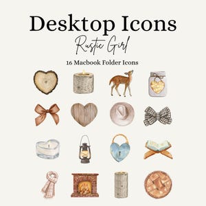 Rustic Girl Macbook Folder Icons: Beach Theme Desktop Organizer (PNG)