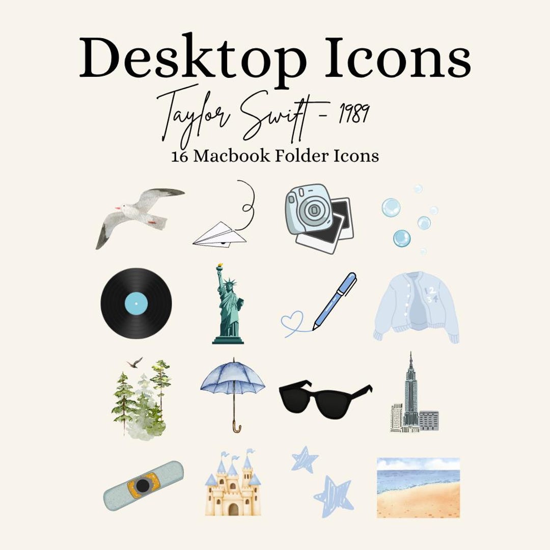 1989 Era Themed MacBook Folder Icons | Modern Icons | Desktop Organizer ...