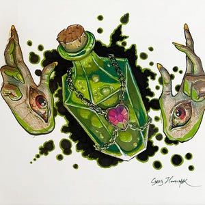 Potion Art Print - Dark Fantasy D&D Magic Illustration Wall Art
