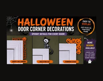 Halloween Door Corner Decoration | Spooky Door Frame Decor | Halloween Door Topper | Front Door Decor | 3D Printed Halloween Decor