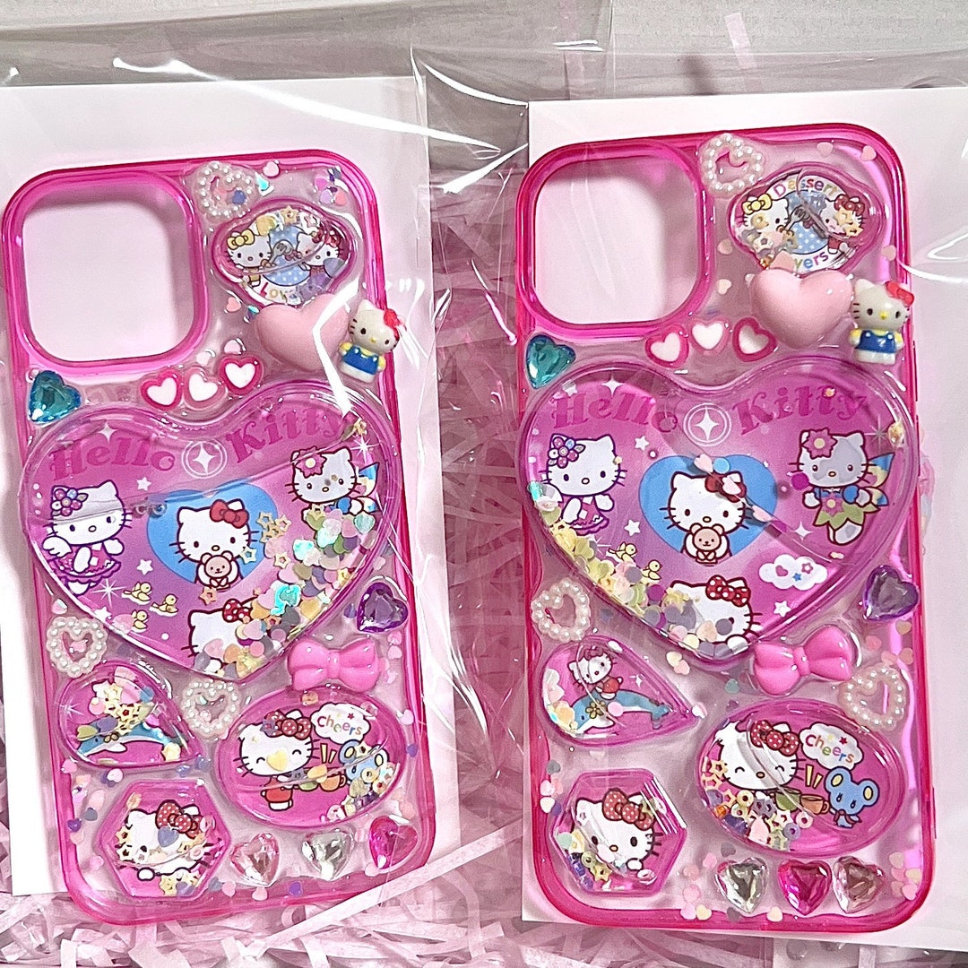 Kitty Glitter Resin Phone Case Kawaii iPhone Case Hello Kitty Phone