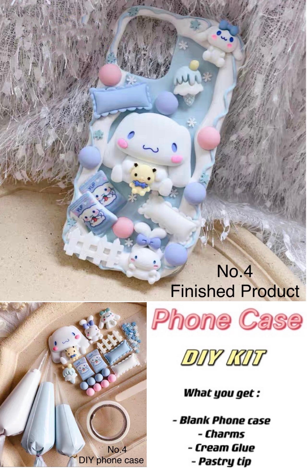 Cinnamoroll  Blue DIY Decoden Handmade Custom Cream Phone Case