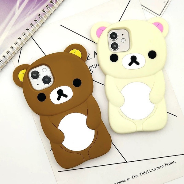 Étui pour téléphone ours kawaii style 2 Étui pour téléphone ours brun dessin animé japonais anime kuma | pour iphone 12 pro 13 promax xmax 7 plus