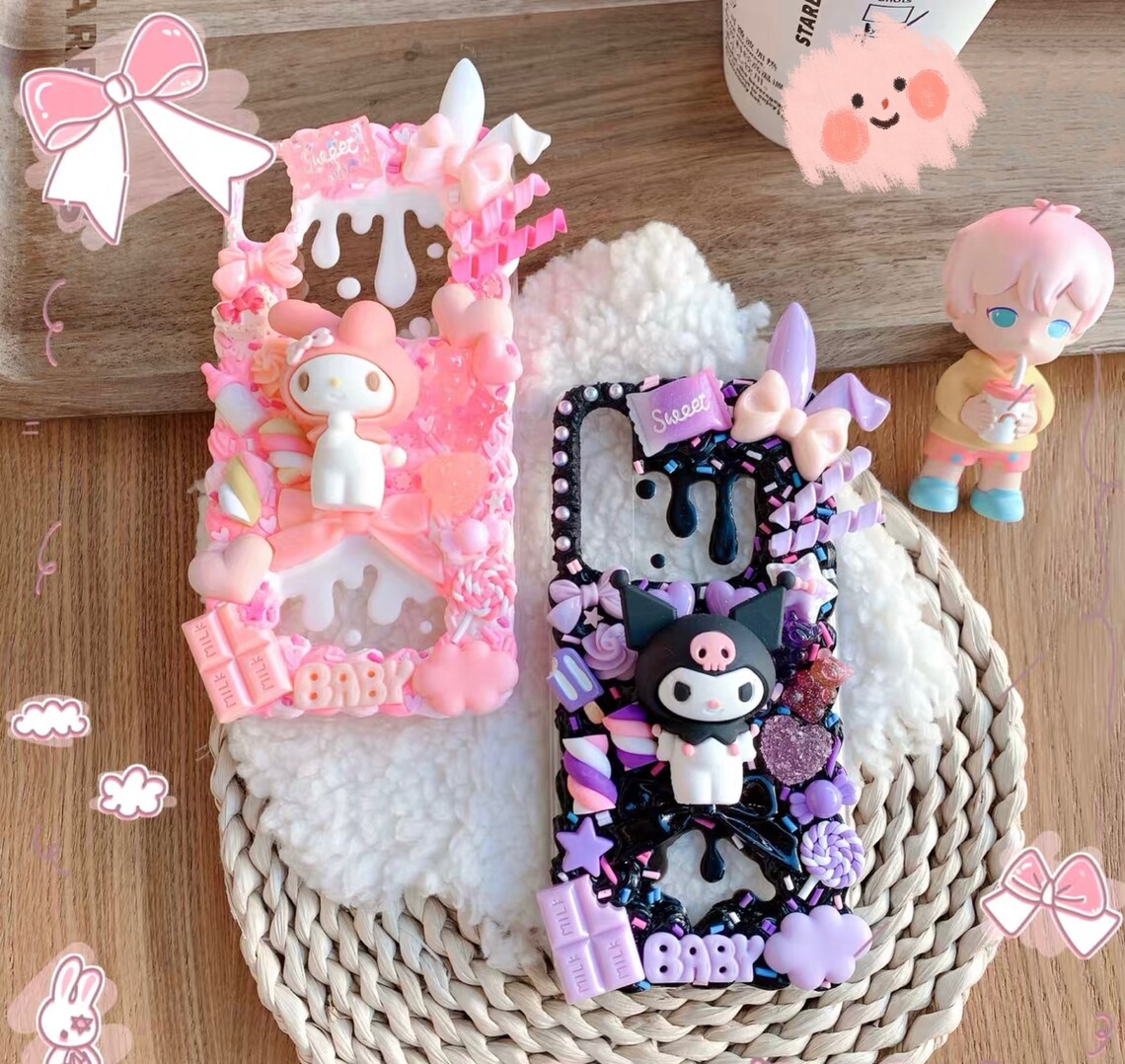 Kuromi and Melody Decoden Phone Case christmas Gifts for Etsy Australia