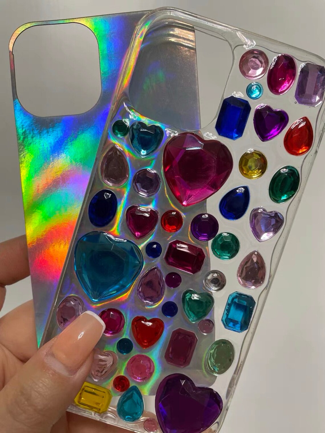 Sparkle 3D rhinestone resin phone case with free silver laser Etsy
