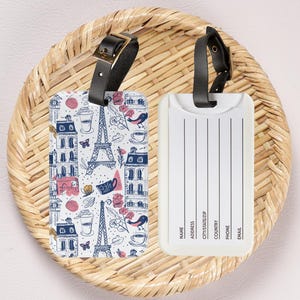 Paris Luggage Tag French Aesthetic Suitcase Tag Eiffel Tower Landmark Tag Travel Gift Cute Girly Luggage Tag Chic Europe Vacation Gift