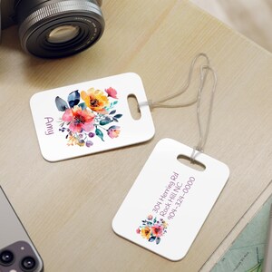 Custom Luggage Tag Floral Personalized Wildflower Travel Gift, Flower Bag Tag, Daisy  Rose Suitcase