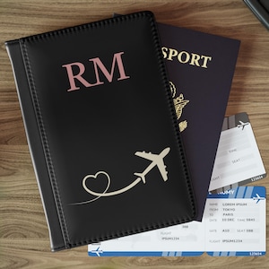 Étui pour passeport personnalisé Cadeau prénom personnalisé pour les voyageurs Étui de voyage avec monogramme Nom rétro Porte passeport Étui personnalisable