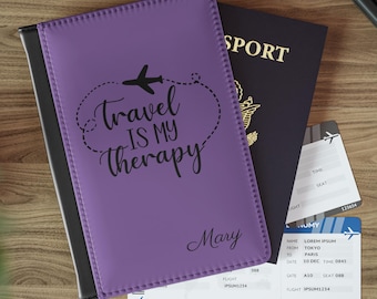 Custom Passport Cover, Personalized Faux Leather Travel Wallet