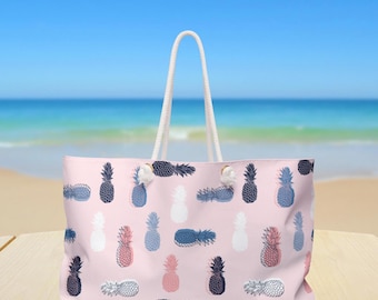 Pineapple Print Oversized Tote Bag: Tropical Beach Weekender