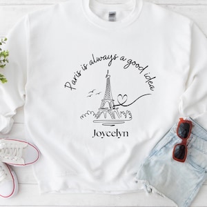 paris sweatshirt custom, personalized paris sweater, france sweatshirt, eiffel tower shirt, travel sweatshirt gift, french aesthetic