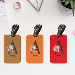 Custom Luggage Tag Personalized Tag Travel Lover Gift Vacation Trip Suitcase Tag Customizable Monogram Floral Name Gift Initials Travel Gift