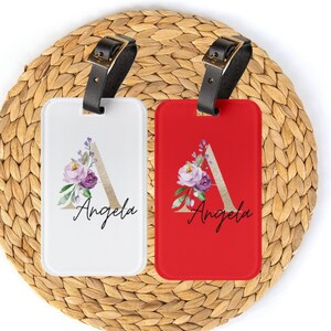 Custom Luggage Tag Personalized Tag Travel Lover Gift Vacation Trip Suitcase Tag Customizable Monogram Floral Name Gift Initials Travel Gift