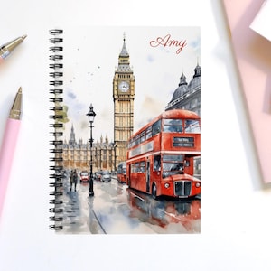 London Landmark Spiral Notebook: Personalized England Travel Journal