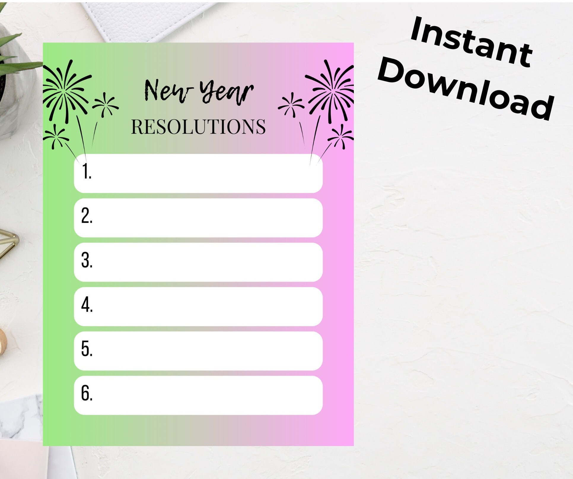 2024 New Years Resolutions Printable New Year Goals List New Etsy