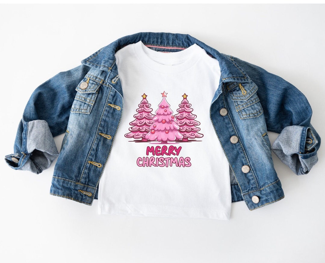 Toddler Christmas Shirt Pink Christmas Shirt Christmas Trees Etsy