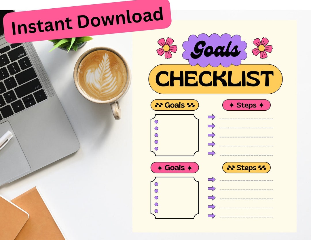 Goal Checklist Daily Goal List Printable Checklist Goal Etsy