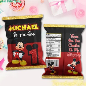 Mickey Mouse Chip Bag Custom Printable Files, Mickey Party Favors Template, Mickey Theme Birthday Packages Digital