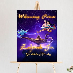 Printable Aladdin Birthday Welcome Sign, Birthday Welcome Sign, Birthday Party, Aladdin Decor, Aladdin Birthday, Aladdin Birthday Decoration