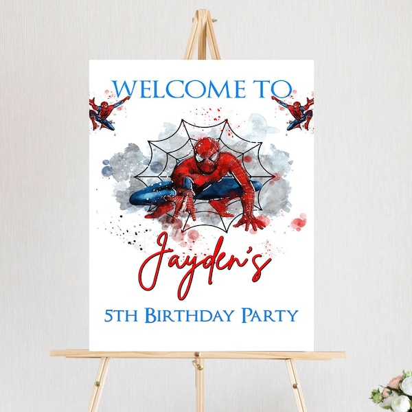 Spiderman Birthday Welcome Sign, Spiderman Birthday Party | Spiderman Welcome Board | Spiderman Birthday Invitation | Superhero Party Sign