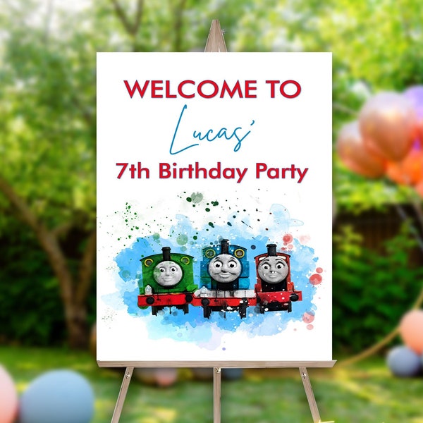 Thomas And Friends Welcome Sign, Editable Train Birthday Welcome Sign | Thomas The Train Birthday Invitation | Train Birthday Welcome Sign