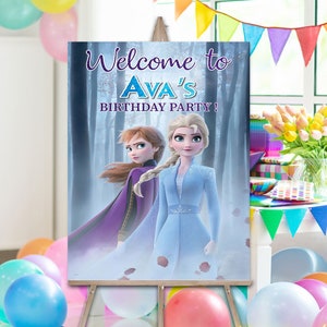 Frozen Birthday Sign, Girl Party Welcome Sign Download,Welcome Poster, Frozen 2 Welcome Sign, Frozen Birthday,Printable Birthday Poster Sign