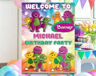 Printable Barney Welcome Sign, Printable  Birthday Poster Sign, Barney Party, Barney Decoration, Barney And Friends, Barney Party