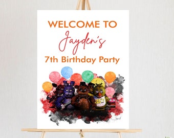 Freddy Welcome Sign, Freddy Krueger | Five Nights At Freddy' | Printable Birthday Sign | Welcome Sign | Birthday Poster, Birthday Party Sign