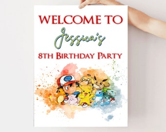 Welcome Sign Pokemon, Pokemon Birthday | Pokemon  Party | Welcome Sign For Party | Pokemon Birthday Party |  Party Supplies | Welcome Sign