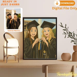Custom Portrait Cartoon Style Art Graduation Anime PNG Anime Portrait Custom PNG Unique Gift for Friend