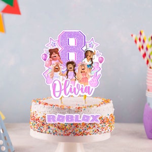 Printable  Girl Cake Topper,  Birthday Party Cake Topper, Birthday Party for Kids,  Cake Decoration, Purple  Party