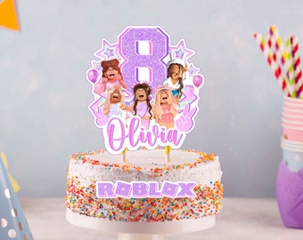 Printable  Girl Cake Topper,  Birthday Party Cake Topper, Birthday Party for Kids,  Cake Decoration, Purple  Party