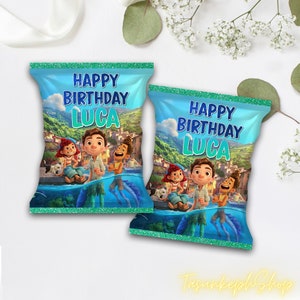 Printable Personalized Luca Birthday Chip Bag, Custom Luca Theme Chip Bag | Luca T-Shirt | Luca Cake Topper | Digital Download