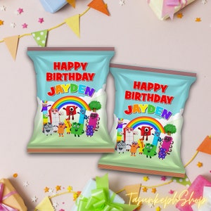Printable Personalized Number Blocks  Birthday Chip Bag,  Custom Numberblocks Chip Bag | Blocks Birthday Tag | Digital Download