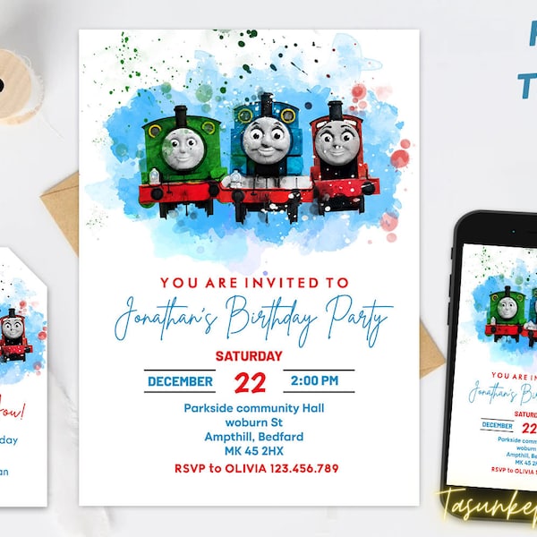 Printable Personalized Thomas Train Invitation, Thomas And Friends Video Invitation | Thomas Card | Digital Download