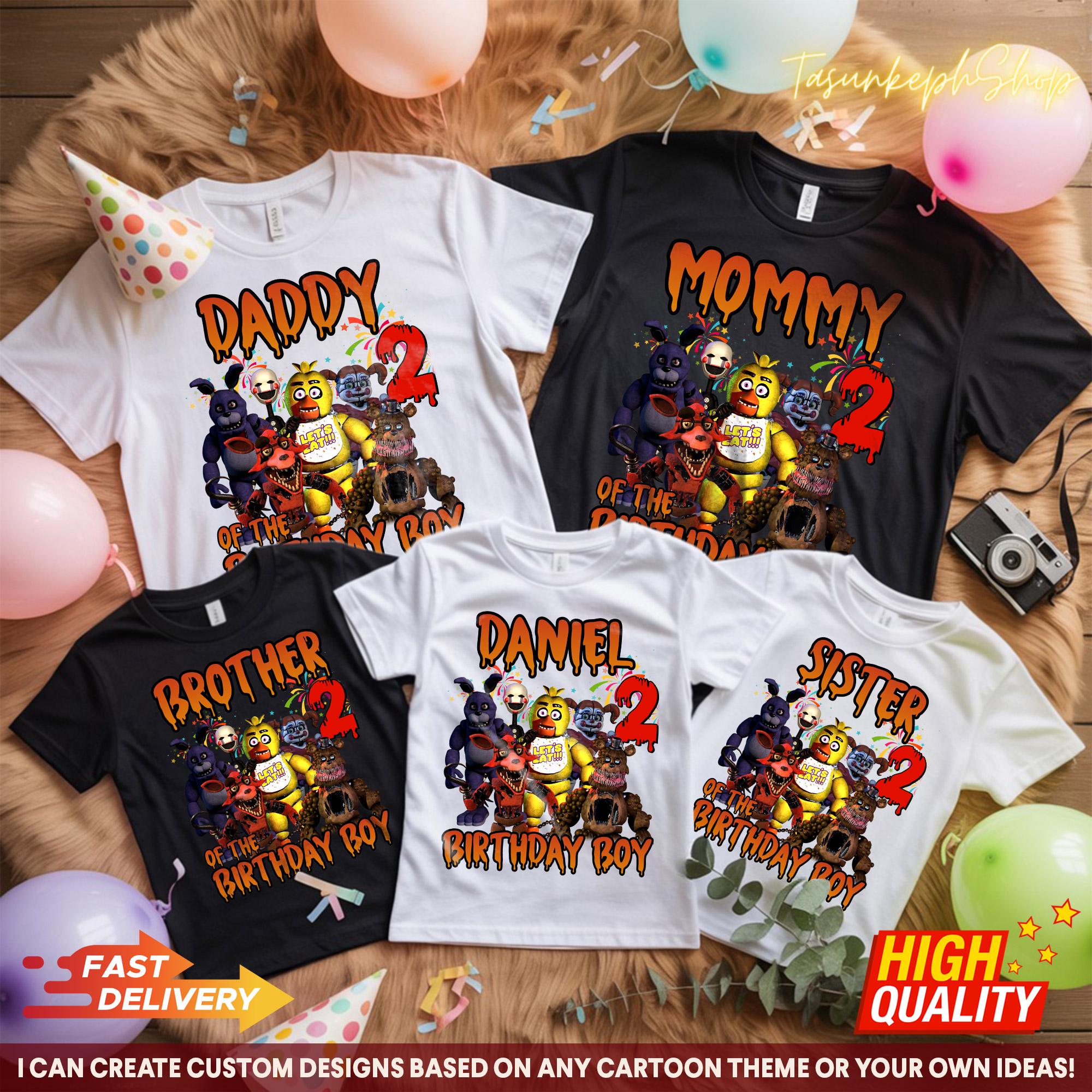 Five Nights of freddy Birthday Shirt, 5 Nights at Freddys Shirt, Custom Birthday Family Matching Tshirt