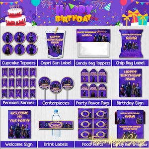 Printable Personalized Decendents Party Supplies, Descendants Birthday | Party Decorations | Descendants Party | Digital Download