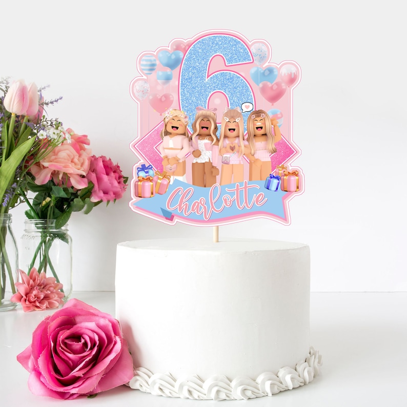 Printable Girl Cake Topper Birthday Party Cake Topper Etsy