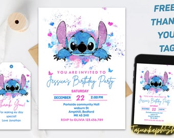 Printable Stitch Birthday Invitation Template, Boys And Girls Invitation | Lilo And Stitch Birthday Invite | Stitch Birthday Party