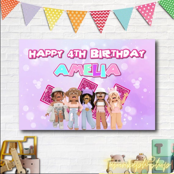 Roblox Party Background Happy Birthday Backdrop Curtain Kids Boys Girls  Game Party Background Cloth Party Supplies Decoration