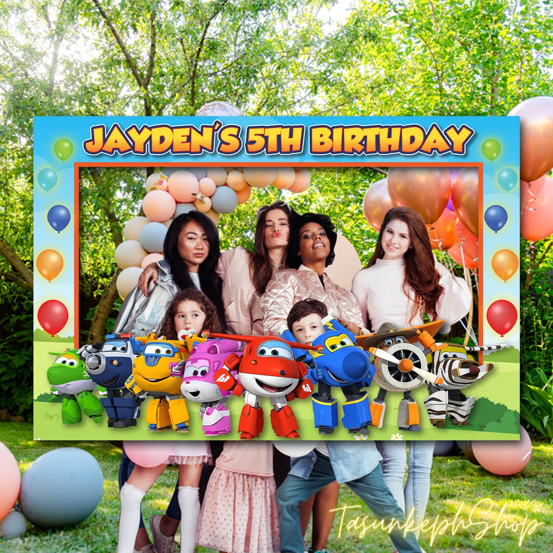 Super Wings Photo Booth Frame, Birthday Photo Prop Frame, Super Wings