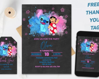 Lilo And Stitch Video Invitation | Super Mario Video Invitation | Girls Teen Birthday Invitation | Stitch  Birthday Invite | Digital File