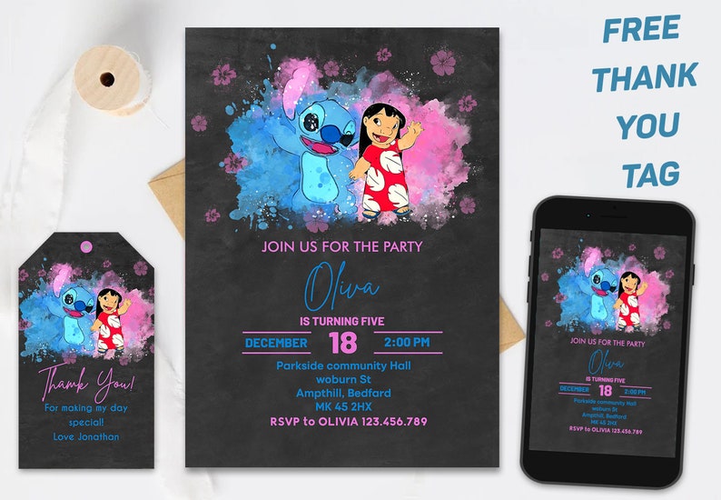 Lilo And Stitch Video Invitation Super Mario Video Invitation Girls Teen Birthday Invitation Stitch Birthday Invite Digital